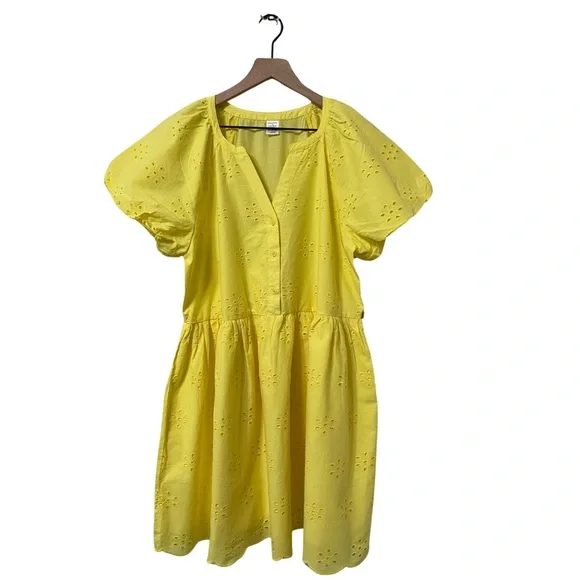 Peyton & Parker | Dresses | Peyton Parker Malibu Yellow Eyelet Relaxed Fit  Flare Dress Size Large | Poshmark